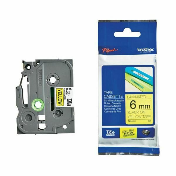 Picture of BROTHER trak TZe 611 rumen/črn  6mm