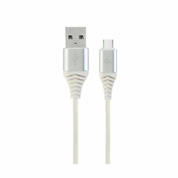 Picture of Cablexpert kabel USB A-C 2m bombažna zaščita bel CC-USB2B-AMCM-2M-BW2