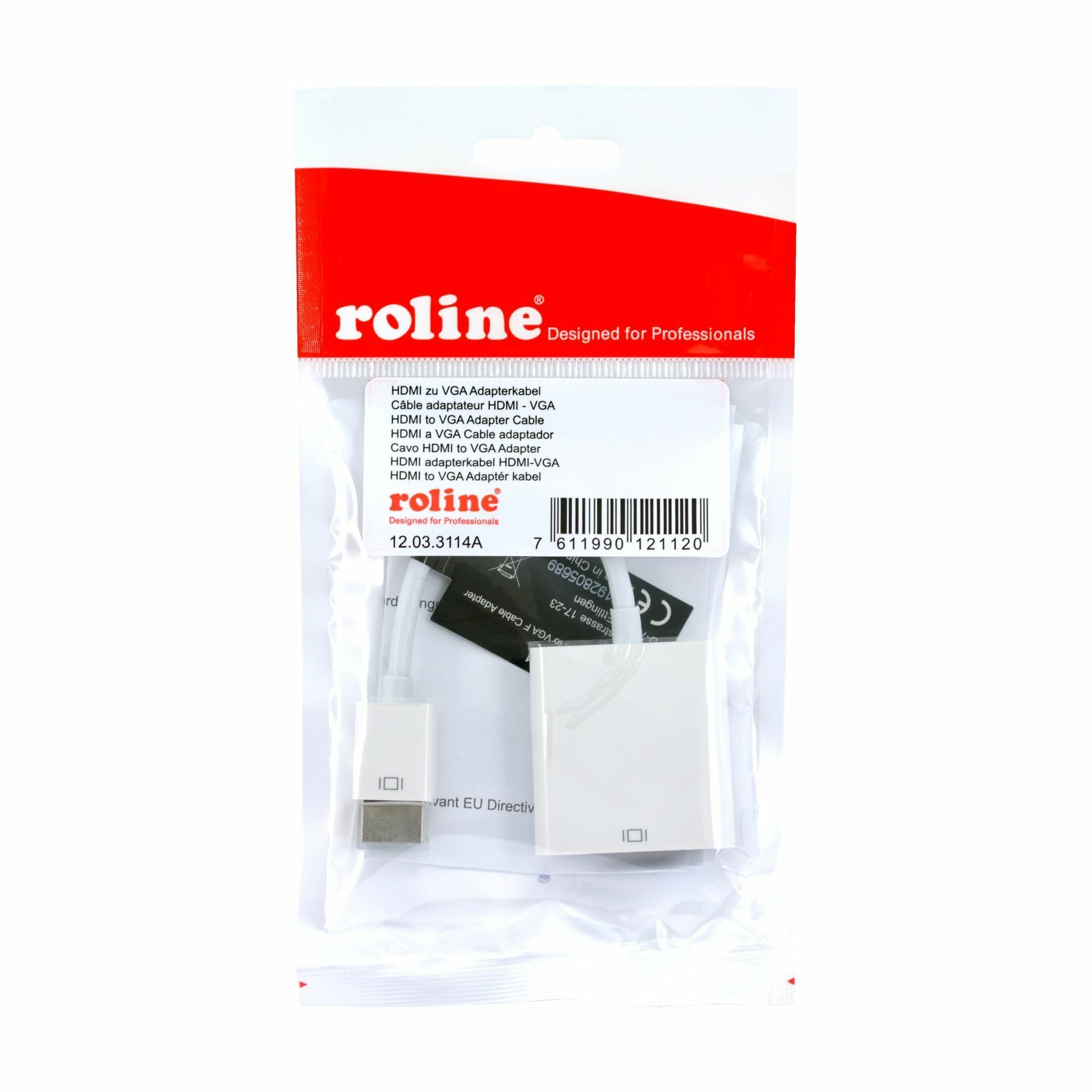 Roline adapter HDMI M - VGA Ž HD15 Aktivni na kablu 15cm - TechTrade