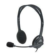 Logitech slušalke z mikrofon H111 stereo temno sive