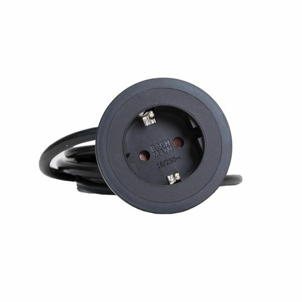 Bachmann vgradna vtičnica 1x220V črna 2m