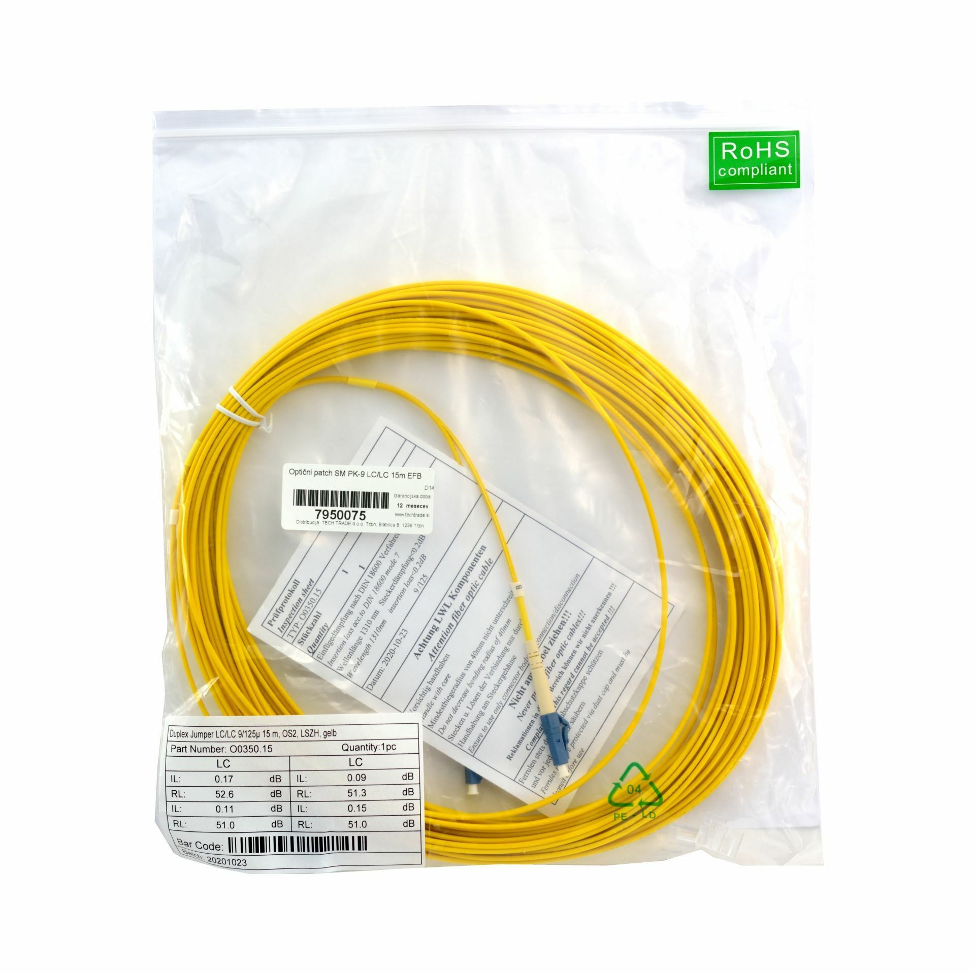 100M Cavo In Fibra Ottica LC/UPC-LC/UPC MM 4C 1P10520172 Duplex Simplex - Foto 5