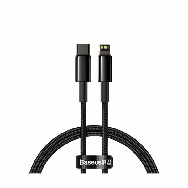 Kabel Apple USB C/Lightning 1m PD 20W Tungsten črn pleten Baseus CATLWJ-01