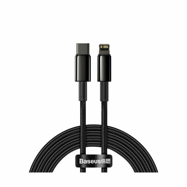 Kabel Apple USB C/Lightning 2m PD 20W Tungsten črn pleten Baseus CATLWJ-A01