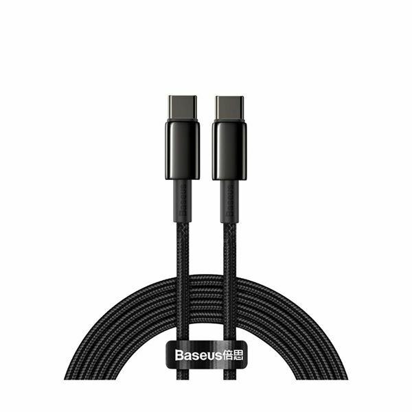 Kabel USB C-C 2m 100W 20V5A Tungsten črn pleten Baseus CATWJ-A01