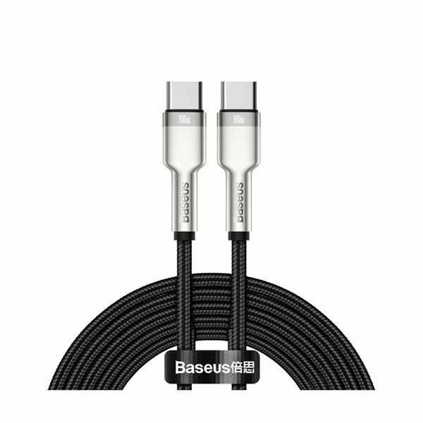 Kabel USB C-C 2m 100W 20V5A Cafule Metal črn pleten Baseus CATJK-D01