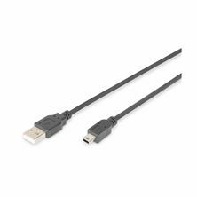 USB kabel A-B mini 1m Digitus dvojno oklopljen črn, AK-300108-010-S