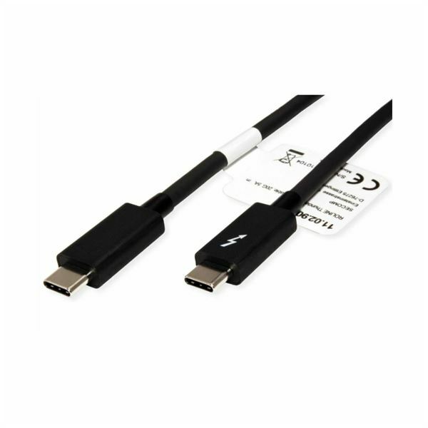 Kabel Thunderbolt 3 1m 20GBit/s 5A Roline črn 11.02.9041-10