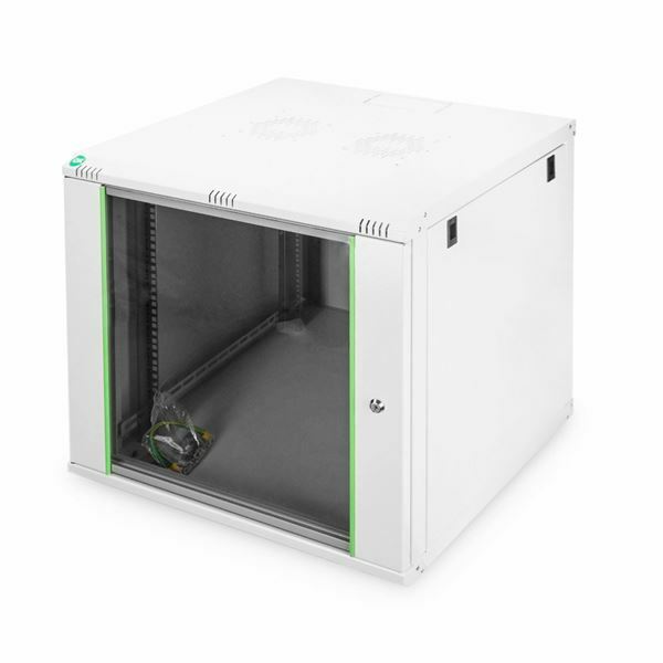 Kabinet zidni 12U 638 600x600 sestavljen siv Digitus DN-19 12U-6/6-EC