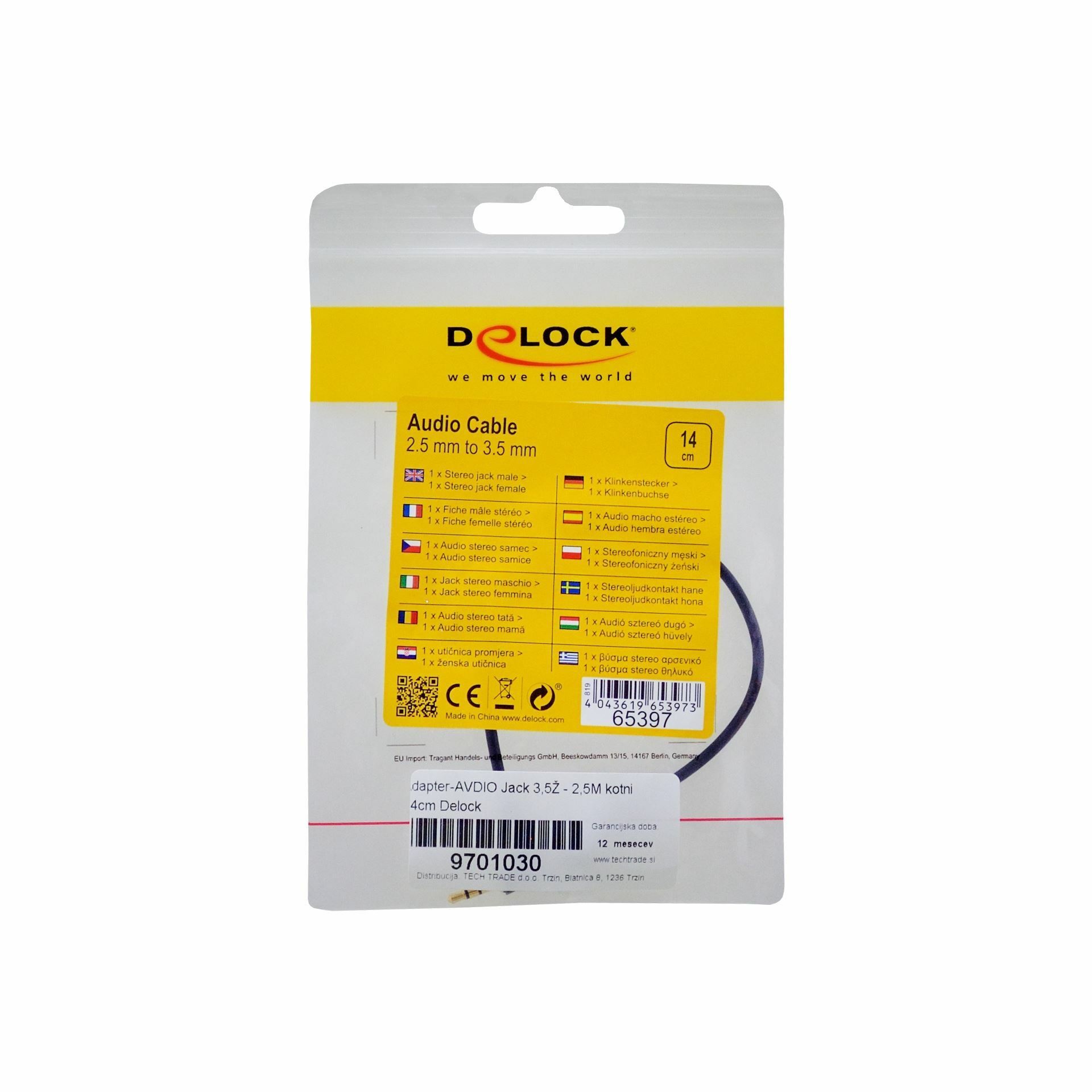 DeLock 3 cavi adattatori jack da 2,5 mm, maschio