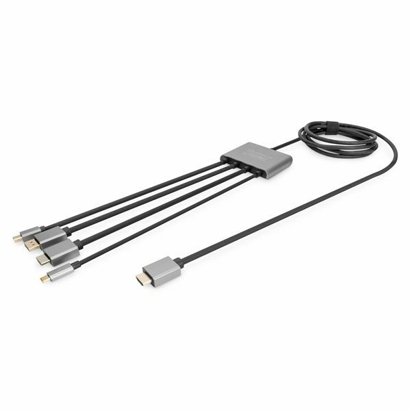 Kabel HDMI 4v1 HDMI/DisplayPort/mini DisplayPort/USB Tip C 4K 60Hz 1,3m Digitus,DS-45331