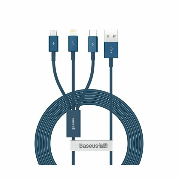 Kabel USB 2.0 3v1 Lightning/ Tip-C/Mikro za napajanje 1.5m moder Baseus  CAMLTYS-03