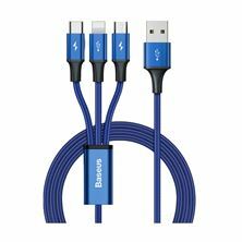 Kabel USB 2.0 3v1 Lightning/ Tip-C/Mikro za napajanje 1.2m moder Baseus CAJS000003