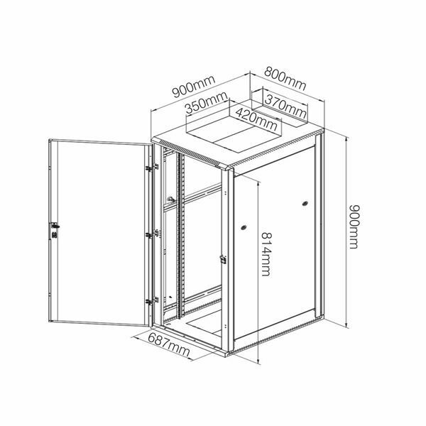 Triton kabinet 18U 900 800x900 siv sestavljen RMA-18-A89-CAX-A1-OZB