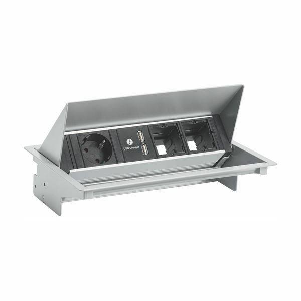 Bachmann Kit CONEO 1x220V, 2xUSB, 2xprazen srebrn 900.408