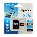 Picture of APACER microSD XC 256GB spominska kart. UHS-I U3 R100 V30 A2 AP256GMCSX10U8-R