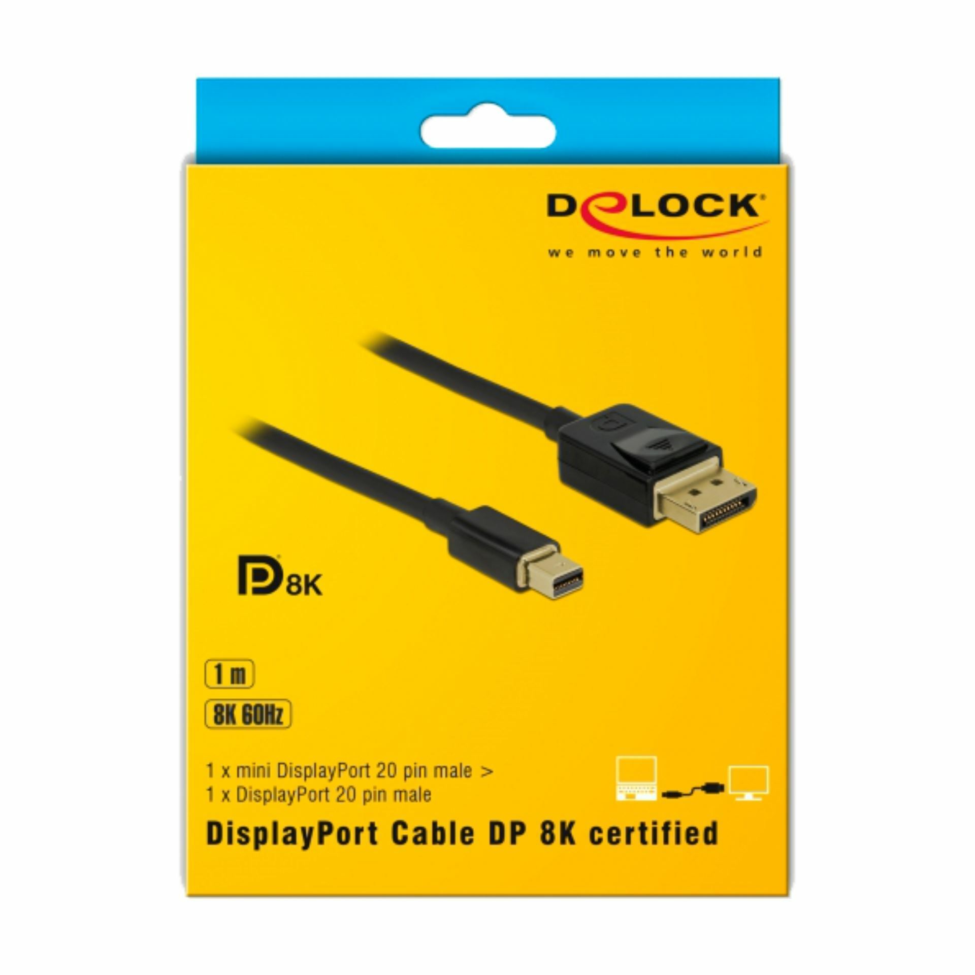Delock kabel miniDisplayPort-DisplayPort 1m 8K 60Hz 84927 - TechTrade