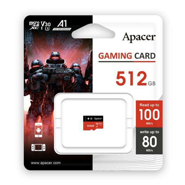 Picture of APACER microSD XC 512GB spominska kart. Class 30 Gaming AP512GMCSX10U7-RAGC
