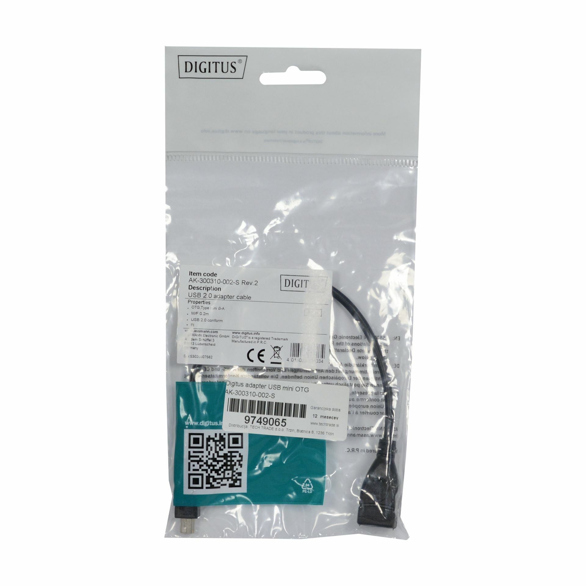 Digitus adapter USB mini OTG AK-300310-002-S - TechTrade