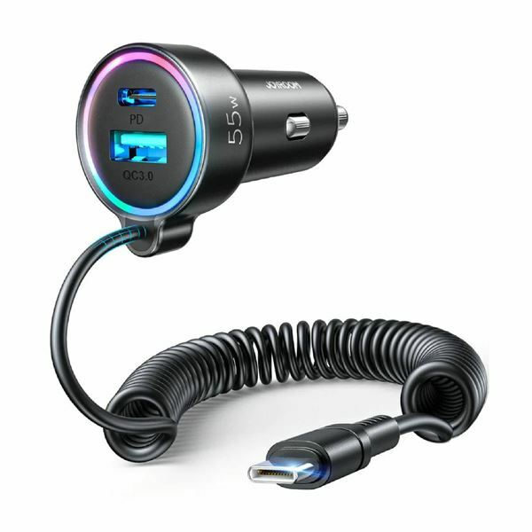 Picture of Joyroom polnilec avtomobilski 12V 24V 60W PD QC TipA TipC s kablom črn JR-CL07