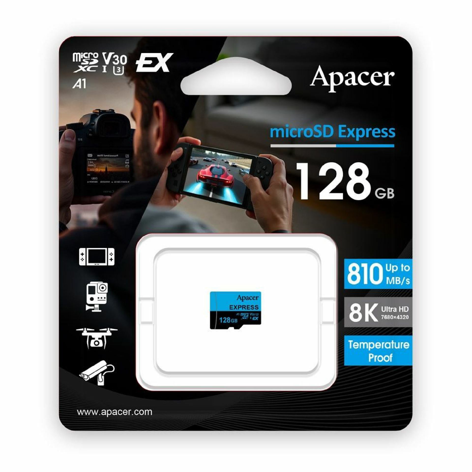 APACER microSD express 128GB spominska kartica U3 V30 AP128GMCEXG3X17 ...