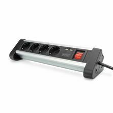 Digitus namizni razdelilec 4x220V 2xUSB s stikalom 1,5m črn DA-70614