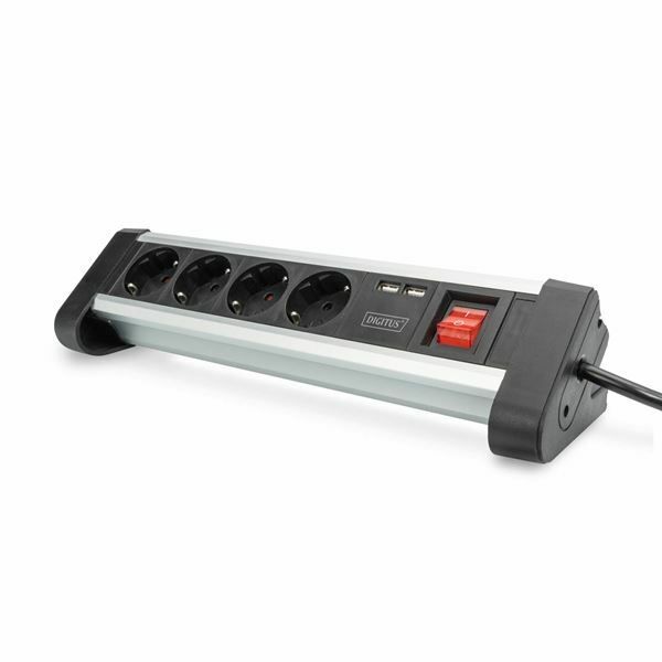 Digitus namizni razdelilec 4x220V 2xUSB s stikalom 1,5m črn DA-70614