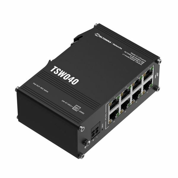 Teltonika stikalo 100M 8-port DIN PoE mini kovinsko ohišje TSW040