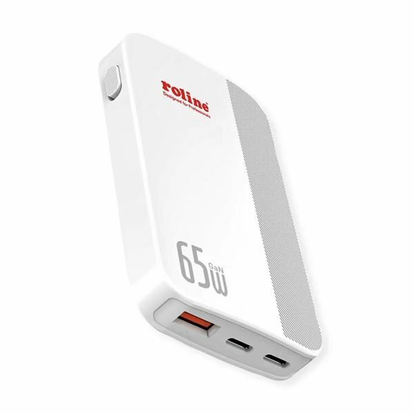 Roline polnilec 65W USB 2xTipC TipA kotni potovalni bel