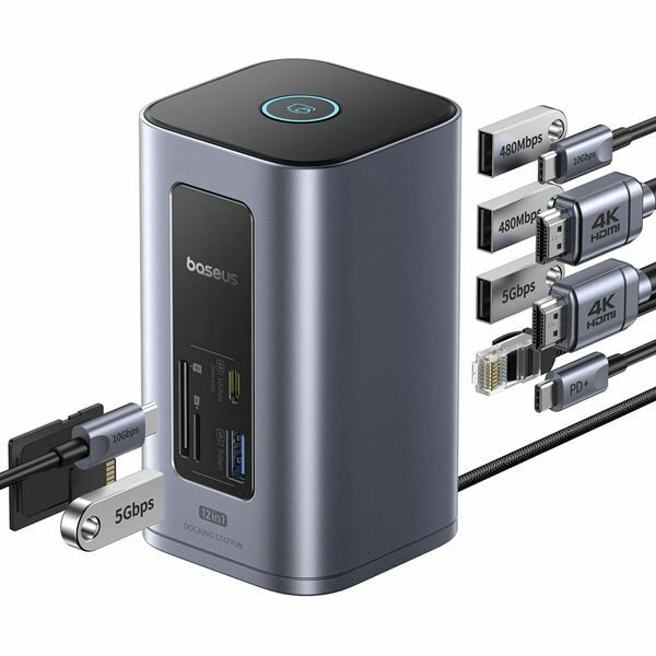 Baseus priklopna postaja USB 3.2 TipC 12v1 tower siva B00568103813-00