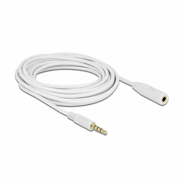 Delock podaljšek AVDIO 3.5M-3.5Ž 4pin 5m bel 84484