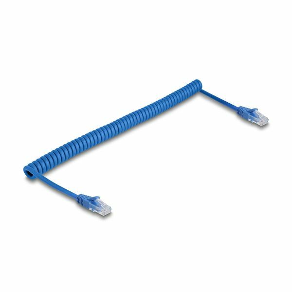 Delock patch UTP CAT.6 0,8m – 1,8m spiralni moder 90362