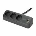 Digitus razdelilec 3x220V 2xUSB TipA TipC 1,5m namizni črn DA-70625