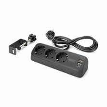 Slika Digitus razdelilec 3x250V 2xUSB TipA TipC 1,5m namizni črn DA-70625