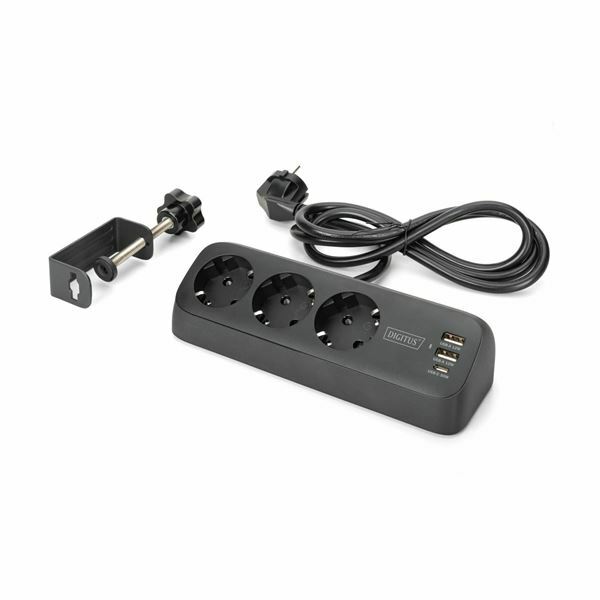 Picture of Digitus razdelilec 3x250V 2xUSB TipA TipC 1,5m namizni črn DA-70625