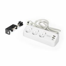 Digitus razdelilec 3x220V 2xUSB TipA TipC 1,5m namizni bel DA-70626