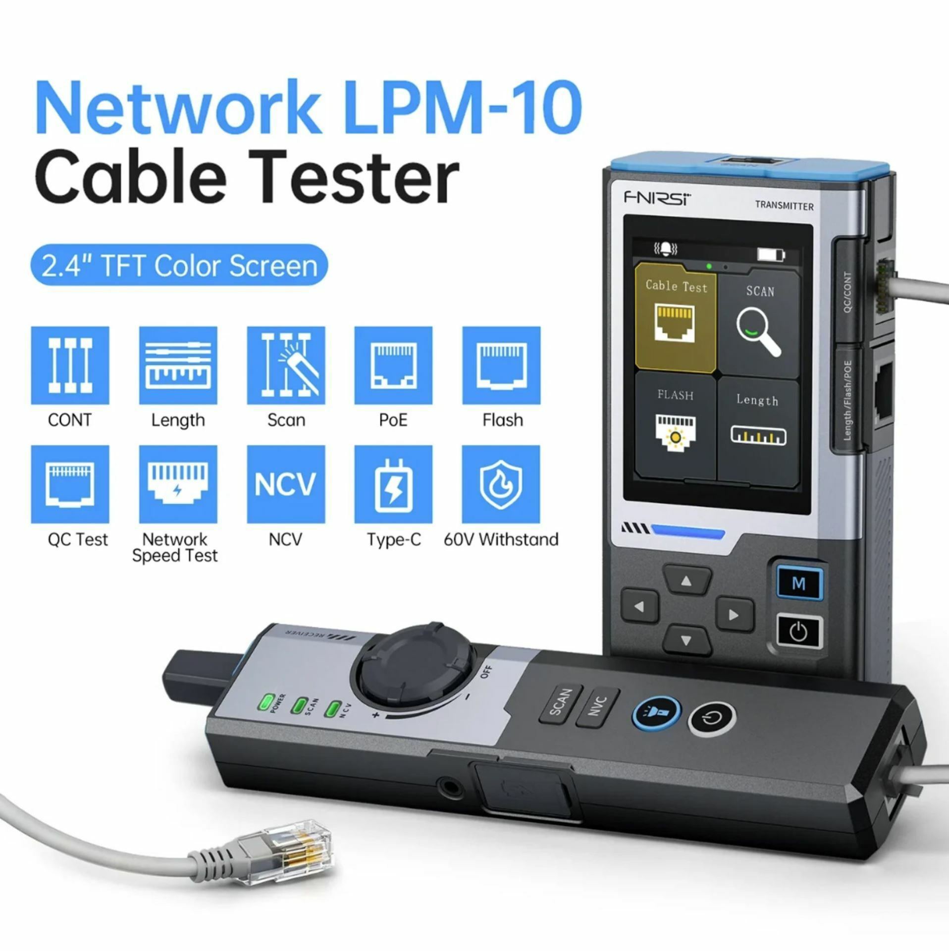 Fnirsi tester mrežni RJ45 PoE digitalni LPM-10A - Techtrade