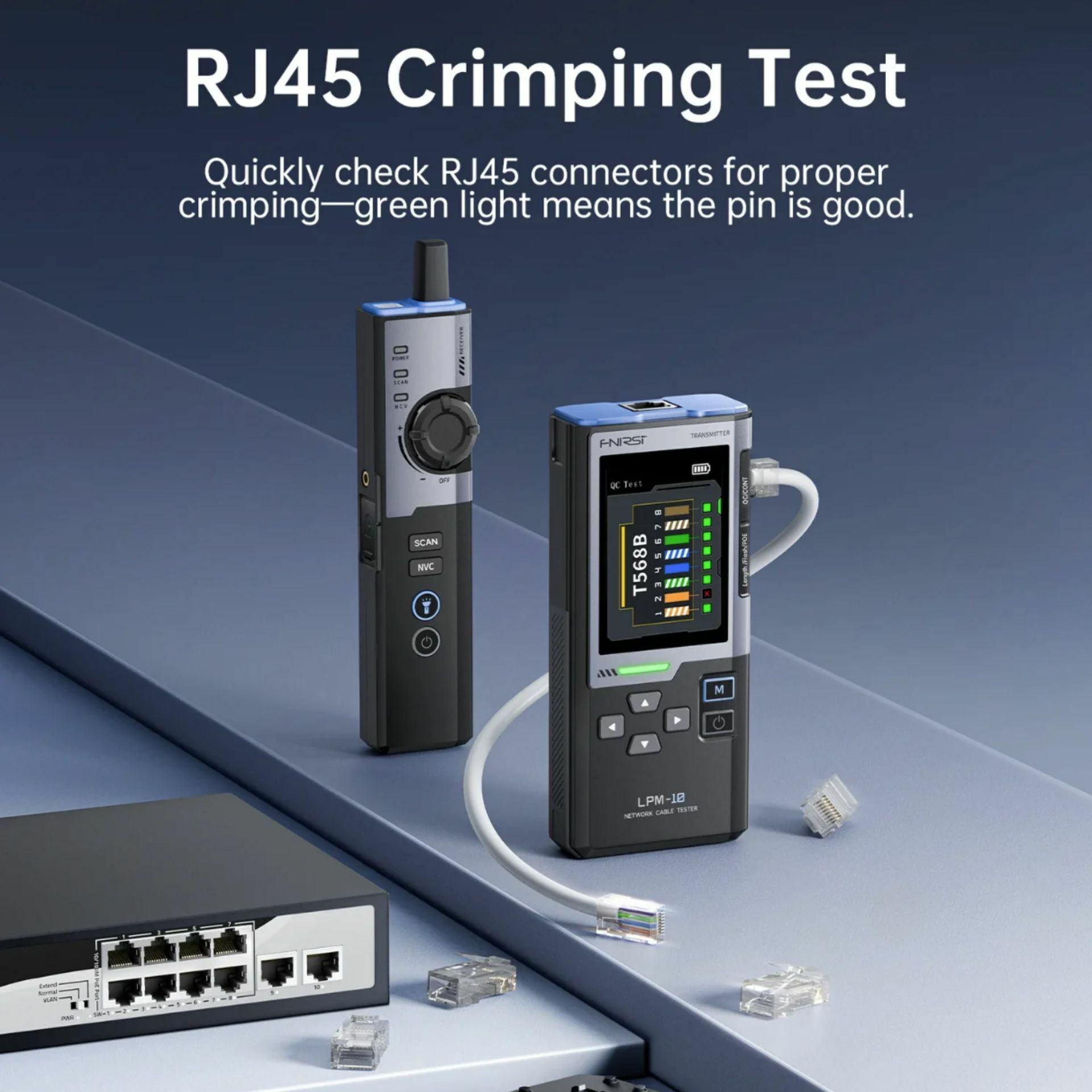 Fnirsi tester mrežni RJ45 PoE digitalni LPM-10A - Techtrade