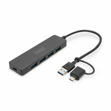 Digitus hub USB 3.0 4xA + TipC slim črn DA-70235