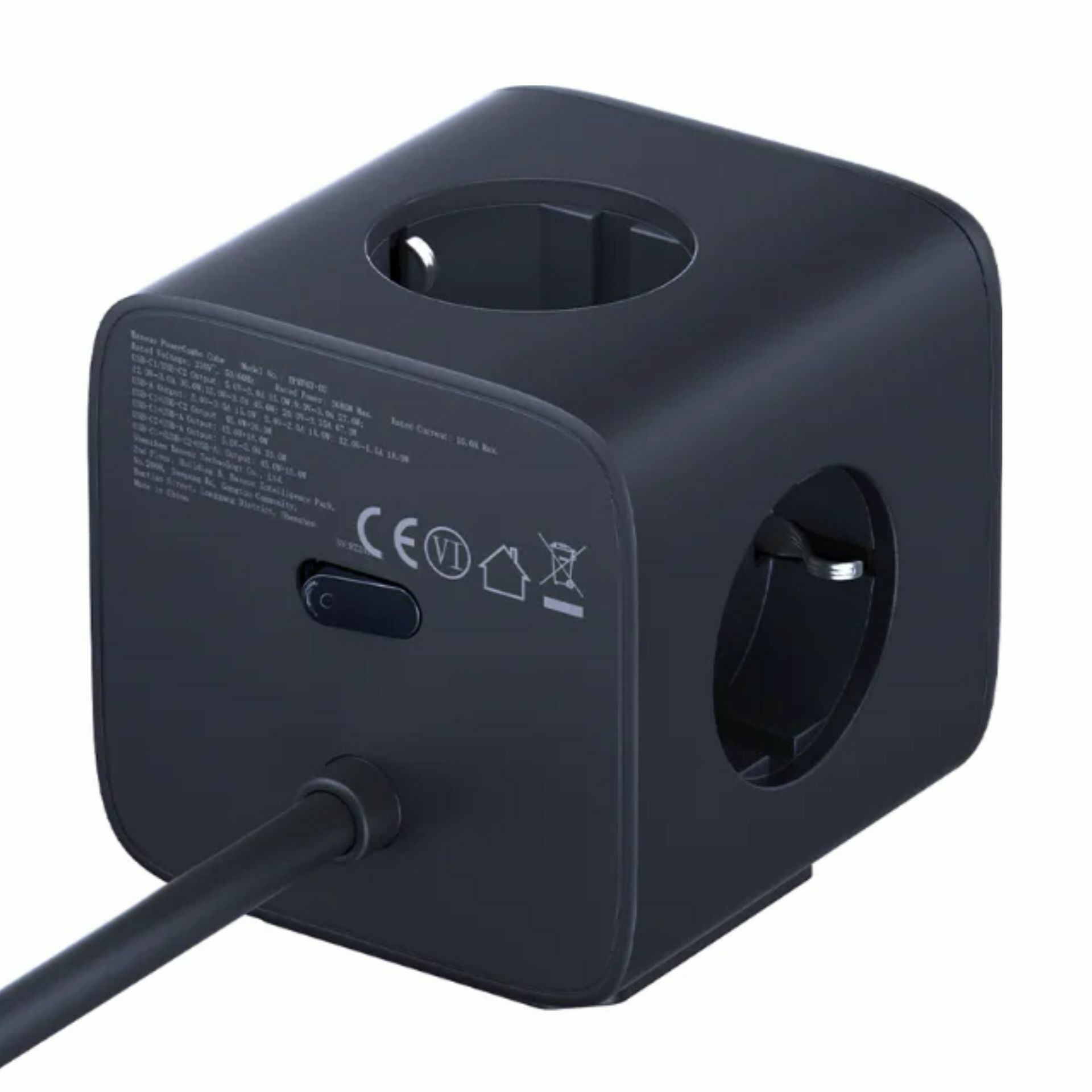 Baseus razdelilec 3x230V s stikalom USB polnilec TipA-C 65W 1,5m ...