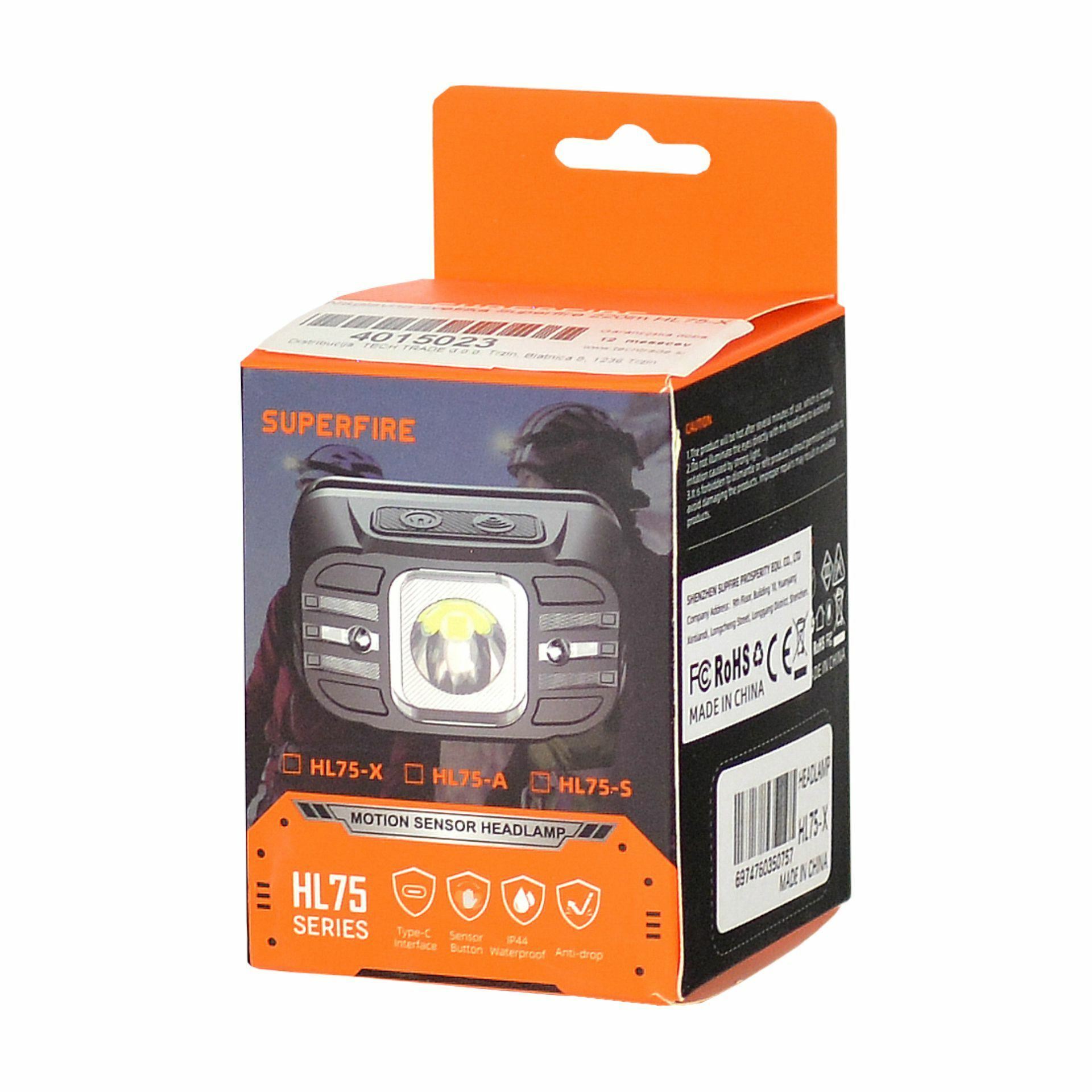Naglavna svetilka Superfire 220lm polnilna HL75-X - TechTrade