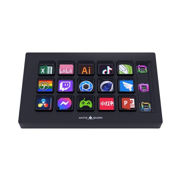 WHITE SHARK tipkovnica Stream Dock črna 15-tipk gaming WSD-100 QILAUT 